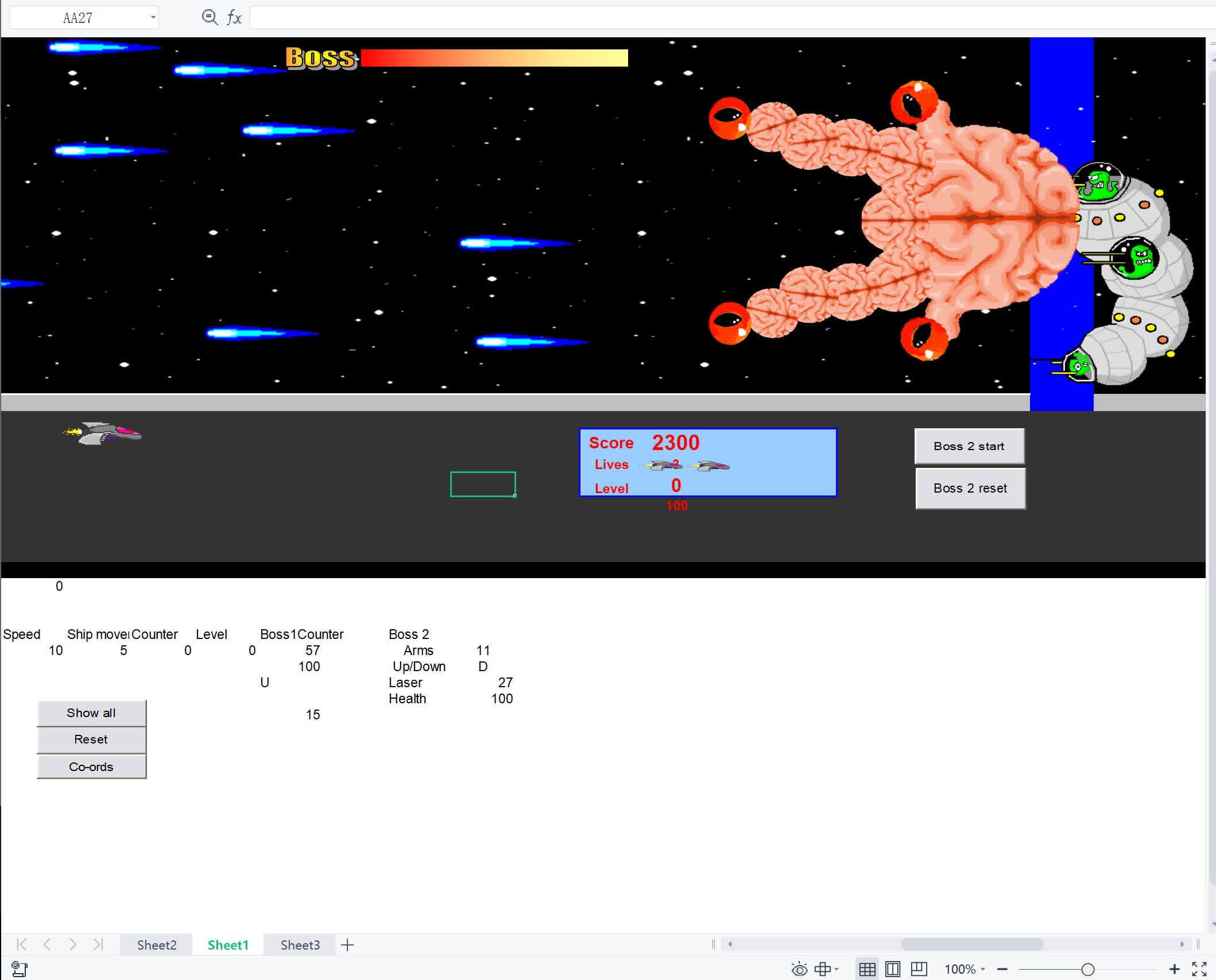 Excel Game Space Wars